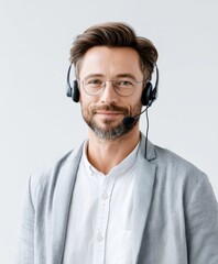 Professional Customer Support Agent with Headset