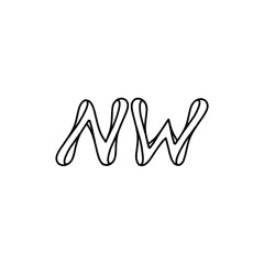 NW monogram logo design letter text name symbol monochrome logotype alphabet character simple logo