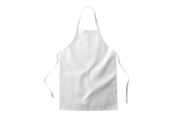 Clean white apron on black background, studio shot of blank cooking apron for chef or kitchen use, concept of culinary and food preparation