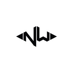 Obraz premium NW monogram logo design letter text name symbol monochrome logotype alphabet character simple logo