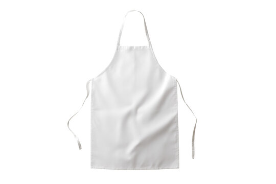 Clean white apron on black background, studio shot of blank cooking apron for chef or kitchen use, concept of culinary and food preparation