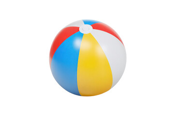 Colorful beach ball with red, blue, yellow, and white panels on a transparent background vector for summer fun and vacation vibes