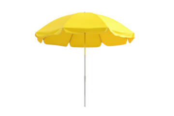 Bright yellow beach umbrella isolated on a transparent background vector, perfect for summer vacation and sun protection concepts
