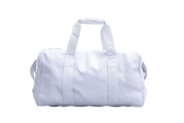Clean white duffel bag with handles on a transparent background vector, perfect for gym, travel, or sports equipment Concept of minimalist design, fitness, and portability