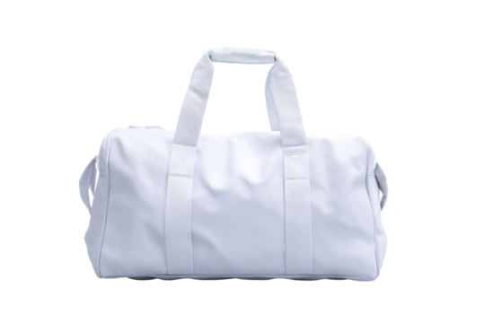 Clean white duffel bag with handles on a transparent background vector, perfect for gym, travel, or sports equipment Concept of minimalist design, fitness, and portability