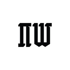 NW monogram logo design letter text name symbol monochrome logotype alphabet character simple logo
