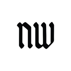 NW monogram logo design letter text name symbol monochrome logotype alphabet character simple logo