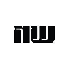 NW monogram logo design letter text name symbol monochrome logotype alphabet character simple logo