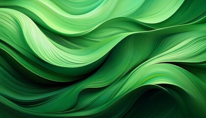 abstract green flowing waves serene digital art