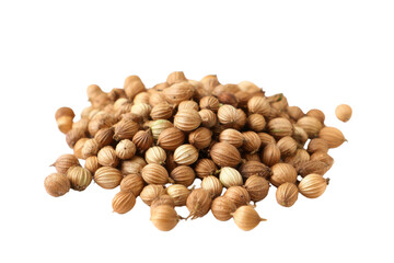 Obraz premium Pile of dried coriander seeds on a transparent background vector, showcasing aromatic spice and culinary ingredient for healthy cooking