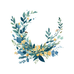 Elegant watercolor floral arrangement showcasing vibrant colors and textures in a circular composition