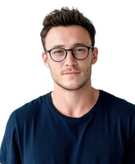 Obraz premium Stylish Young Man with Glasses in Casual Attire