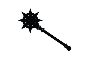 Naklejka premium Mace weapon silhouette on white background