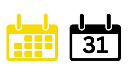 Vector calendar icon design featuring a clean, minimal layout with date squares and a bold header.