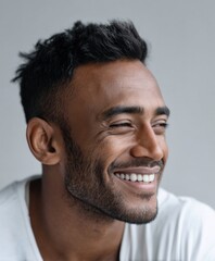 Obraz premium A Joyful Man with a Bright Smile and Confident Expression
