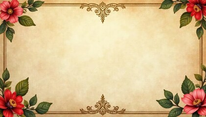 Subtle floral damask pattern on antique parchment, cream, illustration, motif