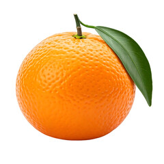 A Single Orange with a Green Leaf, Isolated on Black Background: Vibrant Citrus Fruit, Juicy and Ripe, Perfect for Healthy Eating and Refreshing Drinks.  A Symbol of Vitamin C and a Delightful Treat.