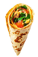 Isolated Chicken Wrap with Fresh Vegetables