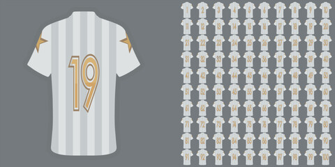 White Number 1–100 Jersey Design with Gold Accents and Stars on Sleeves