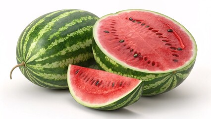 Photorealistic Watermelon with Juicy Red Flesh and Striped Rind V3