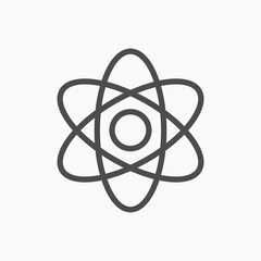 Physics, science, atom icon Isolated on white background. Symbol