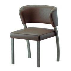 A brown leather chair with a wooden frame