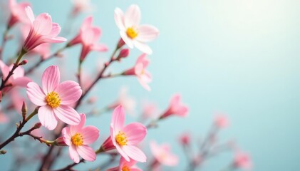 Obraz premium Delicate small blooms scattered across a light background , subtle, texture, simple floral