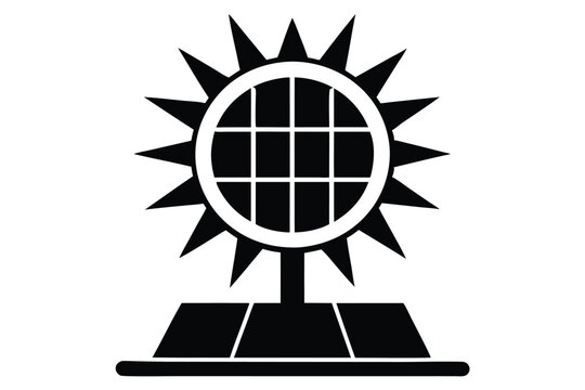 recommend clip art: Black symbol showcases spiky sphere with grid pattern resting on pedestal silhouette element
