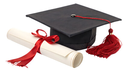 Graduation Cap and Diploma Symbolizing Academic Achievement