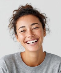 Bright Smiling Woman Exuding Happiness and Confidence