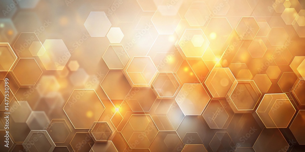 Aufkleber abstract golden hexagon pattern background design featuring glowing light effects