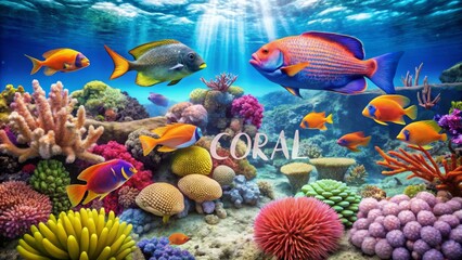 Vibrant Underwater Scene Showcasing a Thriving Coral Reef Ecosystem with Diverse Fish Species