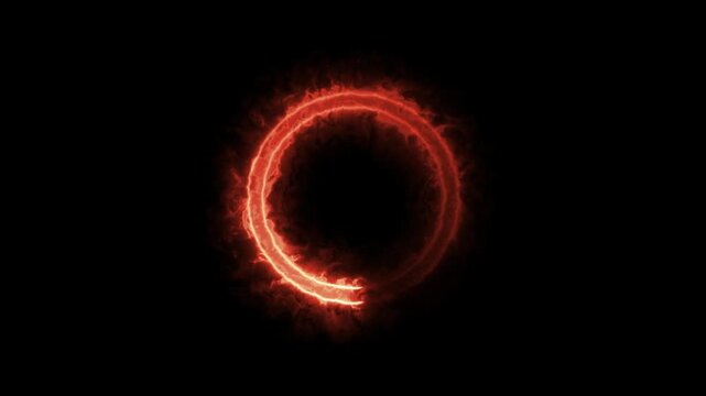 Round circle picture frame with one tone neon color shade motion graphic on isolated black background