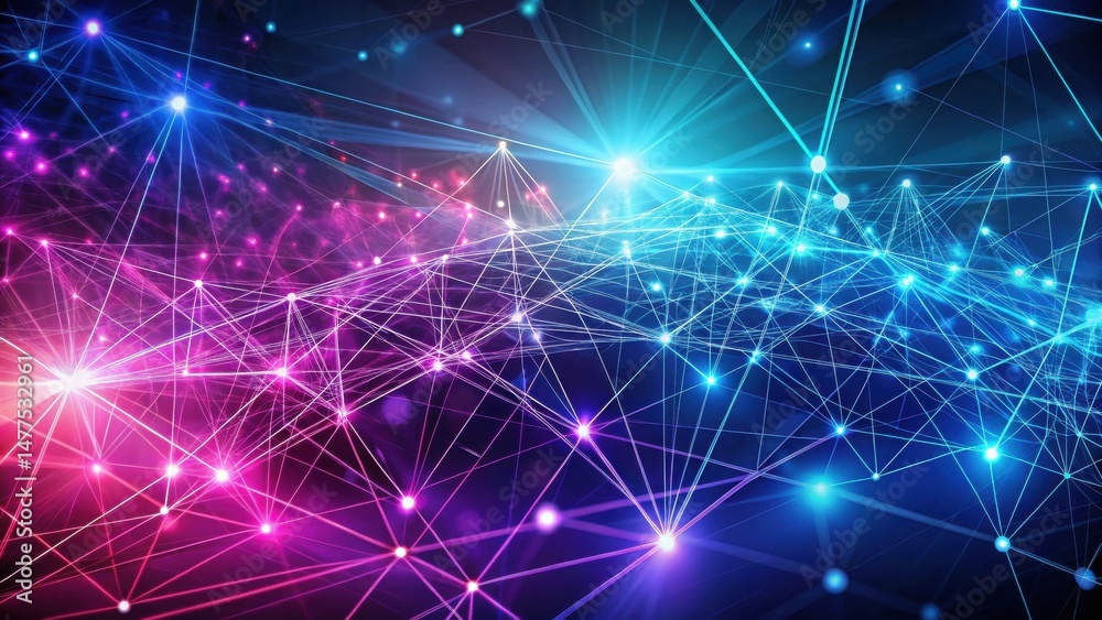 Leinwandbilder illuminated network a vibrant abstract representation of interconnected nodes and pathways, showcasi
