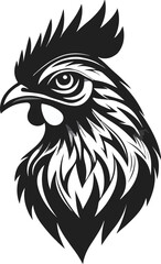 Obraz premium Black and White Illustration of a Fowl Head