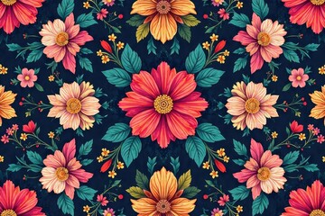 Intricate floral pattern, repeating seamlessly , blossom, delicate, ornate