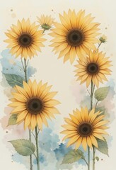 Obraz premium Watercolor Sunflowers A Botanical Delight