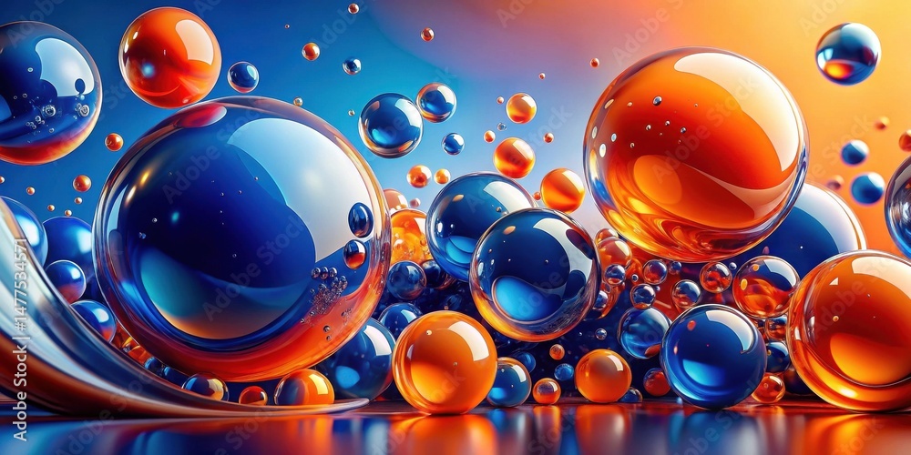 Aufkleber Abstract composition of vibrant spheres, reflecting light and creating a dynamic visual spectacle