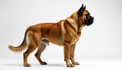 Obraz premium Majestic mastiff, powerful stance, white background, mastiff portrait, faithful