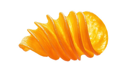 Close-up of a Single Piece of Vibrant Orange Pasta, Isolated on Transparent Background
