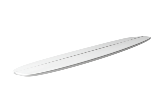 Minimalist white surfboard on a transparent background vector, perfect for summer beach vibes and surfing lifestyle designs