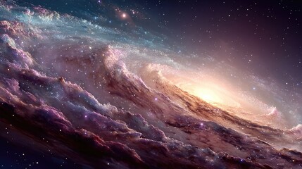 Fototapeta premium Galactic nebula exploration deep space digital art colorful environment cosmic view stellar concept