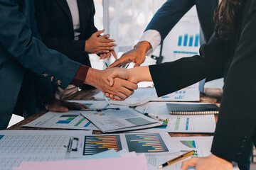 Business handshake for teamwork of business merger and acquisition,successful negotiate,hand...