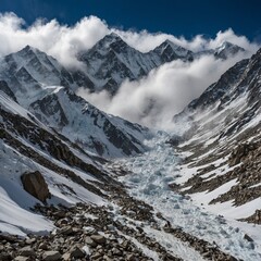 Avalanches roar down the western slopes of Lhotse, breaking the stillness of the high-altitude wilderness as snow clouds rise like smoke into the thin blue sky.