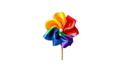 Rainbow Pinwheel on Transparent Background Symbol of Joy, Diversity, and Childhood