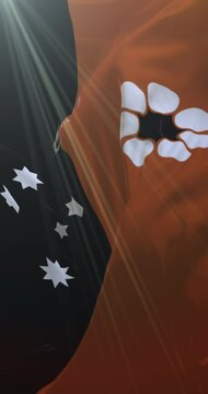Flag of the state of Northern Territory, Australia. Loop. 4K Vertical