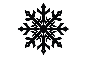An intricate snowflake with unique geometric shapes displays bold pattern against bright background