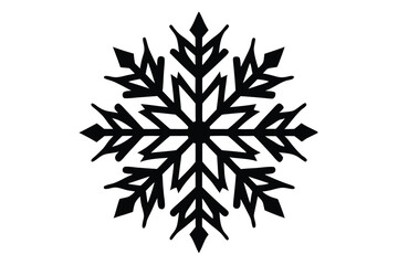 Detailed black snowflake design displays intricate symmetrical patterns against a white backdrop