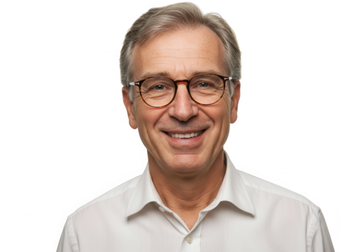 Smiling man with glasses isolated on transparent background
