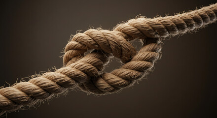 An artistic close-up of a rope, perfectly knotted with intricate textures and details.